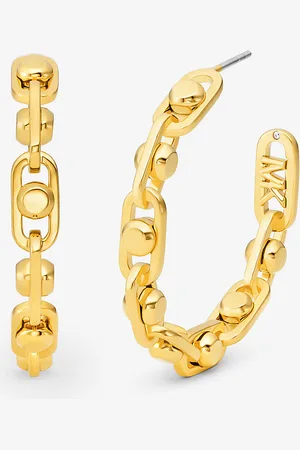 Michael Kors MK Creolen Astor Medium Aus Messing Mit Edelmetallbeschichtung Im Kettendesign -