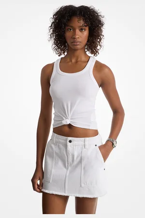 Michael Kors MK Tanktop Aus Geripptem Stretch-Strick Mit Knotendetail - - Michael Kors