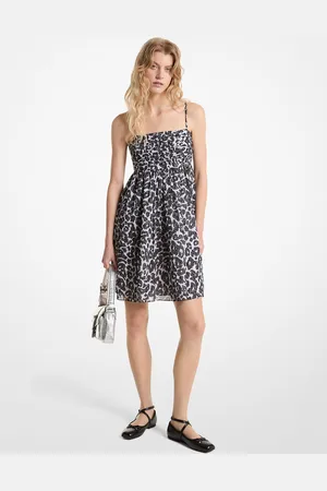 Michael Kors MK Baumwollkleid Mit Leopardenmuster Und Logo - - Michael Kors