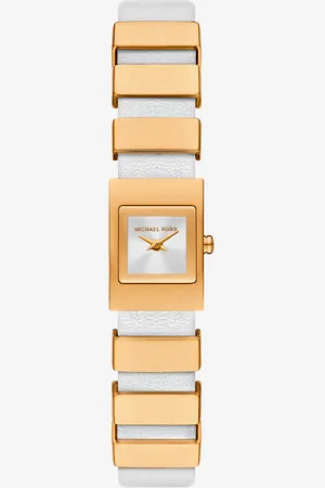 Michael Kors MK Mini-Armbanduhr Darrington Im Goldton Mit Lederarmband -