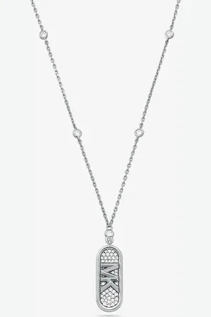 Michael Kors MK Halskette Aus Sterlingsilber Mit Edelmetallbeschichtung, Pavé Und Empire-Logo -