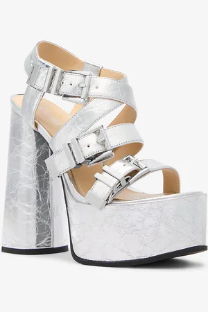 Michael Kors MK Plateau-Sandale Darrington Aus Leder In Metallic-Krakelee-Optik - - Michael Kors
