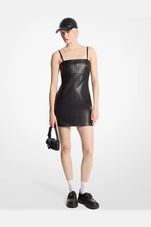 Michael Kors MK Kurzes Slip-Kleid Aus Leder - - Michael Kors