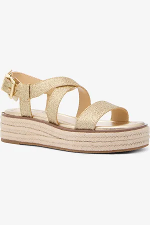 Michael Kors MK Espadrille-Sandale Lynn Aus Leder In Metallic-Optik Mit Plateau - - Michael Kors
