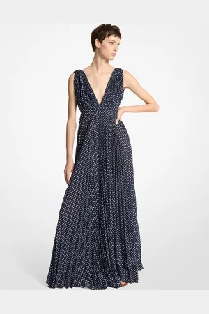 Michael Kors MK Plissiertes Abendkleid Aus Georgette Mit Punktmuster - - Michael Kors