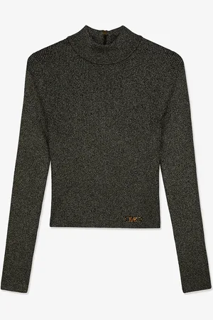 Michael Kors MK Verkürzter Pullover Aus Rippstrick In Metallic-Optik - - Michael Kors