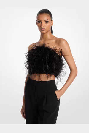 Michael Kors MK Bandeau-Top Aus Krepp Mit Zierfedern - - Michael Kors