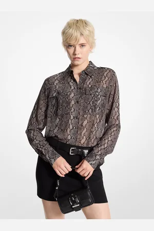 Michael Kors MK Bluse Aus Georgette Mit Schlangenmuster - - Michael Kors