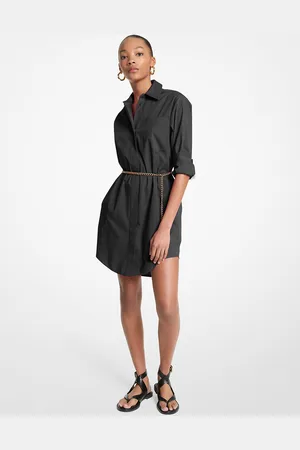 Michael Kors MK Hemdkleid Aus Stretch-Baumwolle Mit Gürtel - - Michael Kors