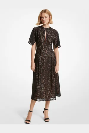 Michael Kors MK Midikleid Aus Schnurgebundener Spitze Mit Leopardenmuster - - Michael Kors