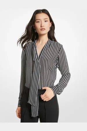 Michael Kors MK Gestreifte Schluppenbluse Aus Georgette - - Michael Kors