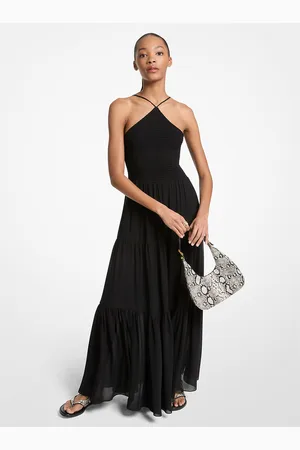 Michael Kors MK Gesmoktes Neckholder-Maxikleid Aus Georgette - - Michael Kors