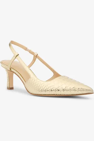 Michael Kors MK Slingpumps Alora Aus Leder Mit Schlangenprägung In Metallic-Optik - - Michael Kors