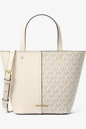 Michael Kors MK Umhängetasche Flora Medium Aus Gekrispeltem Leder Und Signature-Logostoff - - Michael Kors