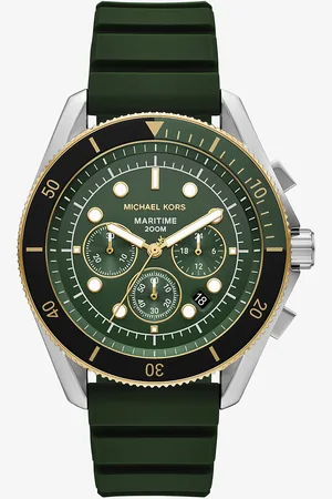 Michael Kors MK Übergroße, Zweifarbige Armbanduhr Maritime Mit Silikonarmband -
