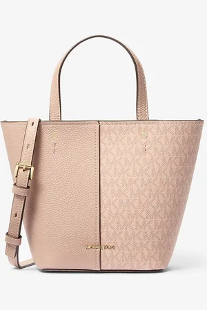 Michael Kors MK Umhängetasche Flora Medium Aus Gekrispeltem Leder Und Signature-Logostoff - - Michael Kors