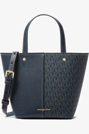 Michael Kors MK Umhängetasche Flora Medium Aus Gekrispeltem Leder Und Signature-Logostoff - - Michael Kors