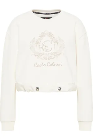 Carlo Colucci Damen, Sweatshirts & Hoodies, Weiß, LGröße: