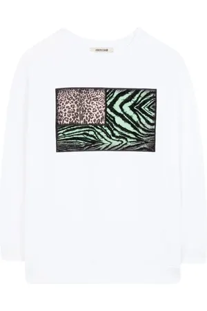 Roberto Cavalli Damen, Sweatshirts & Hoodies, Weiß, SGröße: