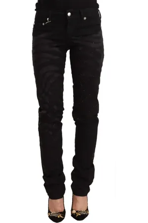 Roberto Cavalli Damen, Jeans, Schwarzk, W24Größe: