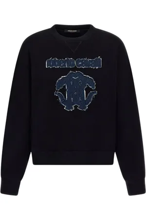 Roberto Cavalli Damen, Sweatshirts & Hoodies, Schwarzk, LGröße: