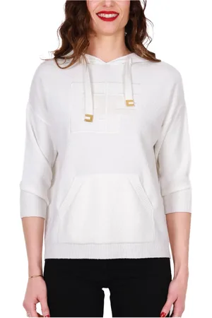 Elisabetta Franchi Damen, Sweatshirts & Hoodies, Weiß, MGröße: