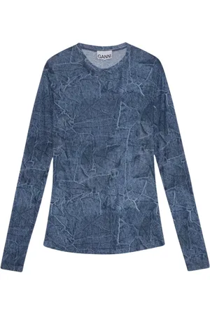 Ganni Damen, Oberteile, Blau, SGröße: