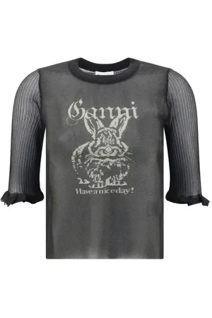 Ganni Damen, Oberteile, Schwarzk, SGröße: