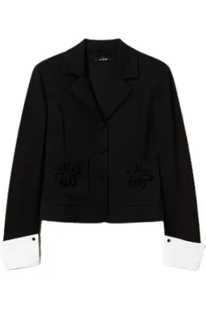 Twin-Set Damen, Jacken, Schwarzk, MGröße: