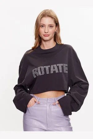ROTATE Bluse Rhinestone Tyra 7003211959 Cropped Fit