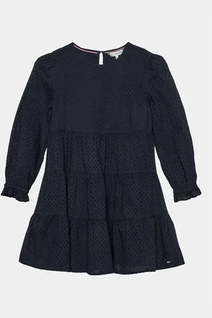 Tommy Hilfiger Kleid für den Alltag Broderie Anglaise KG0KG07779 D Regular Fit