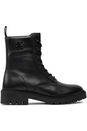 Calvin Klein Schnürstiefeletten Combat Boot Mid Zip Lth In Calf YW0YW01550