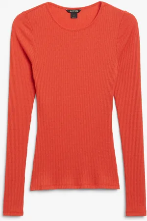 Monki Ribbed long sleeve top