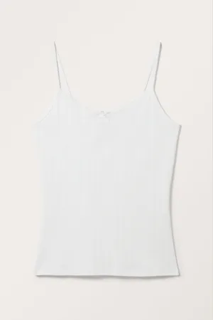 Monki Sheer Pointelle Strap Top