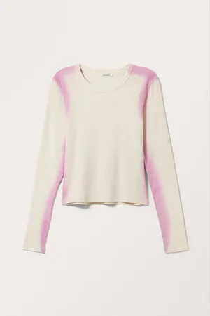 Monki Ribbed Contrasting Long Sleeve Top
