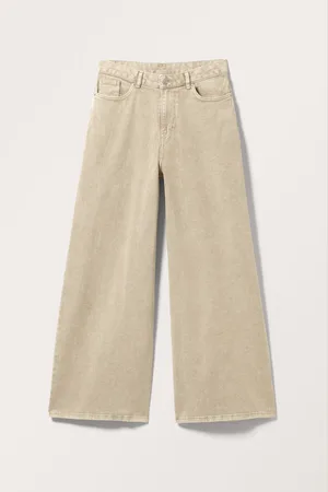 Monki Wide Regular Waist Twill Trousers