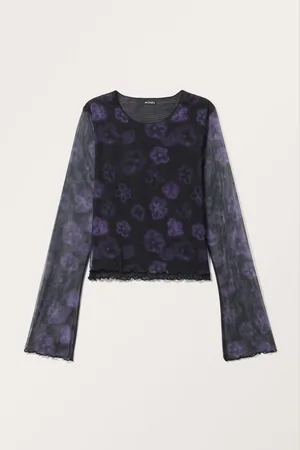 Monki Mesh Long Sleeve Top