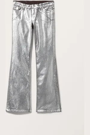 Monki Flared Metallic Trousers