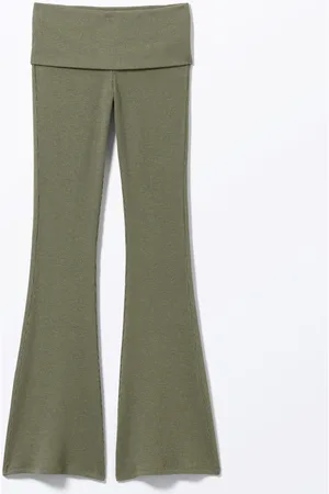 Monki Low Waist Flared Ribbed Trousers