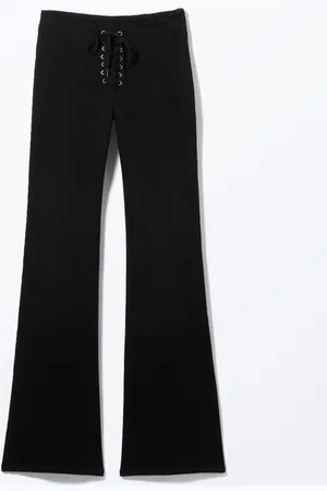 Monki Flared Tie Detailed Twill Trousers