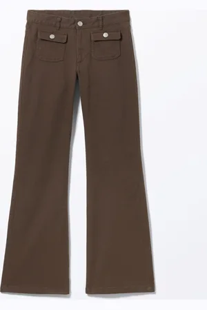 Monki Low Waisted Bootcut Twill Trousers