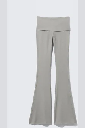 Monki Low Waist Flared Ribbed Trousers