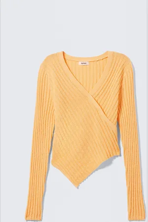 Monki Knitted Wrap-shaped Asymmetric V-neck Sweater