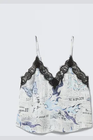 Monki Lace-Trimmed Satin Camisole