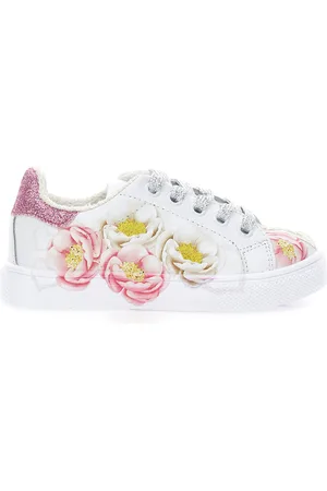 MONNALISA Tennisschuh aus Bycast-Leder mit Anemonen