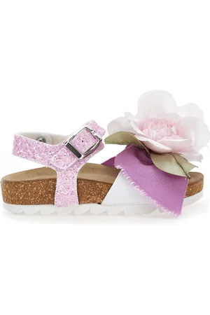 MONNALISA Glitzersandalen mit großen Anemonen