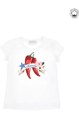 MONNALISA T-Shirt aus Bio-Baumwolle mit Peperoni-Print