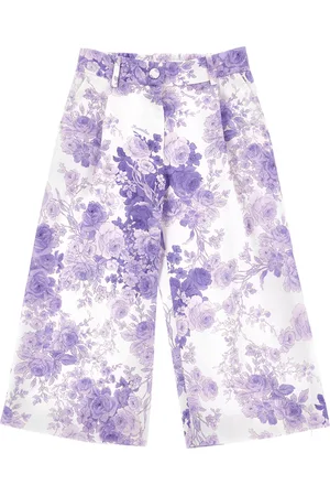 MONNALISA Hose aus Baumwollsatin mit Ramagé-Muster