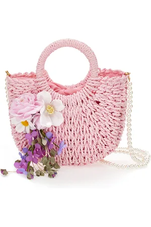 MONNALISA Basttasche mit applizierten Blumen