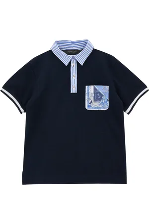 MONNALISA Piqué-Poloshirt mit Streifenstoff-Details